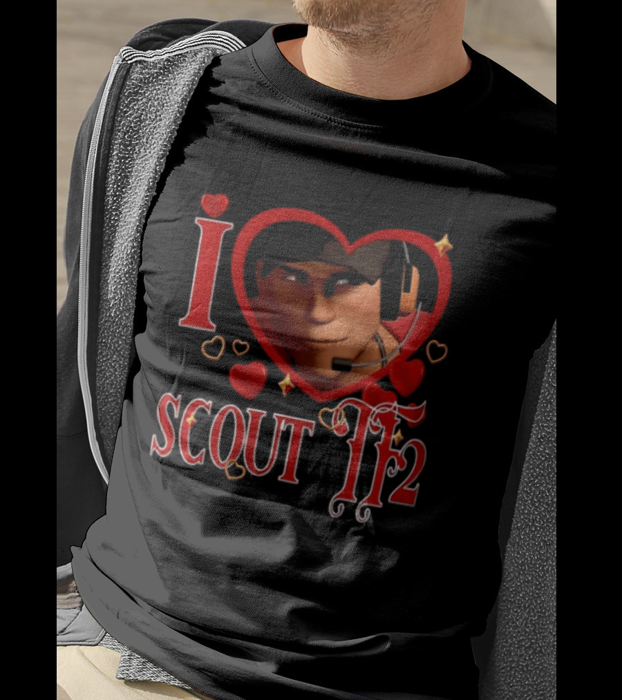 I Heart Scout TF2 Team Fortress 2 Character With Headset In Heart Shape T-Shirt