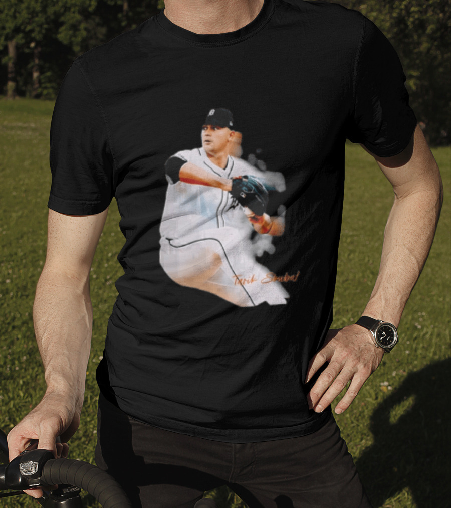 Detroit Tigers Tarik Skubal Pitcher Action Baseball T-Shirt