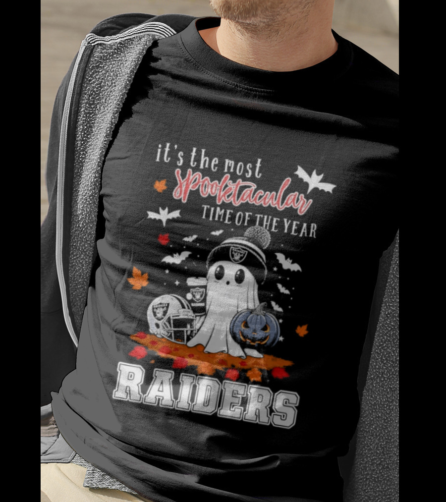 It's The Most Spooktacular Time Of The Year Raiders Halloween Ghost Pumpkin T-Shirt