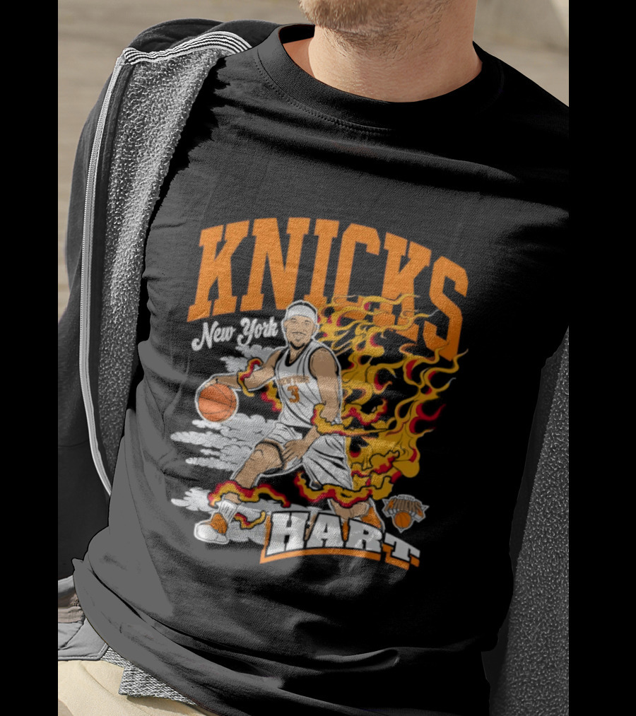 New York Knicks Josh Hart No 3 Basketball Fire T-Shirt