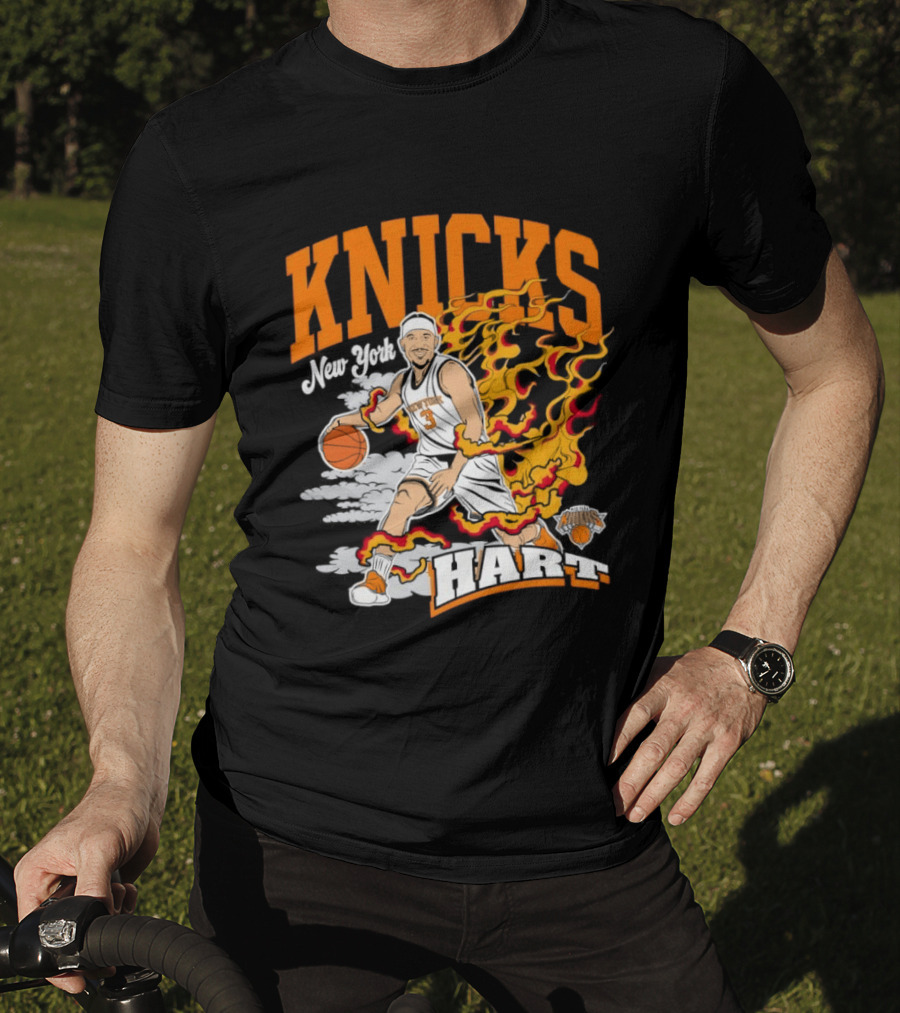 New York Knicks Josh Hart No 3 Basketball Fire T-Shirt