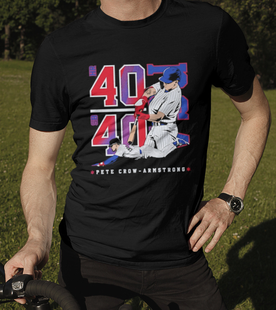 Pete Crow Armstrong 40 40 HR SB Club Chicago Cubs Players T-Shirt