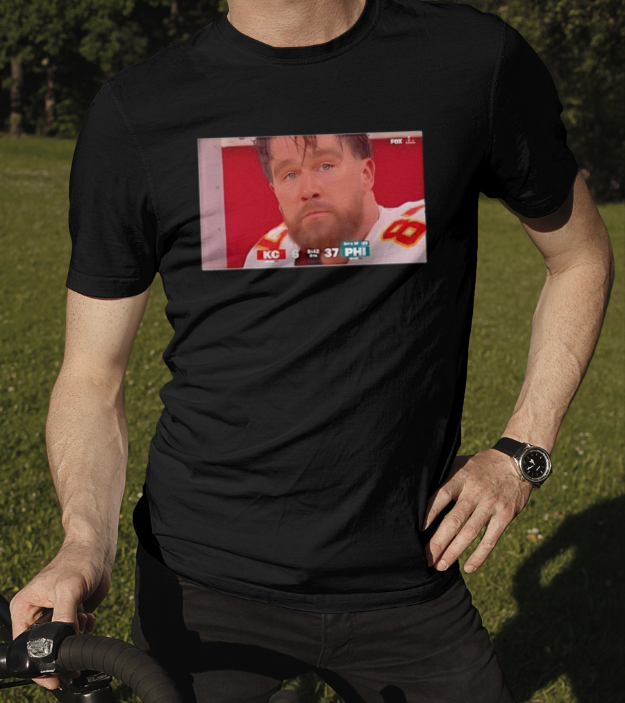 Kelce's Face Disappointment KC 6 PHI 37 NFL Football Game Loss T-Shirt