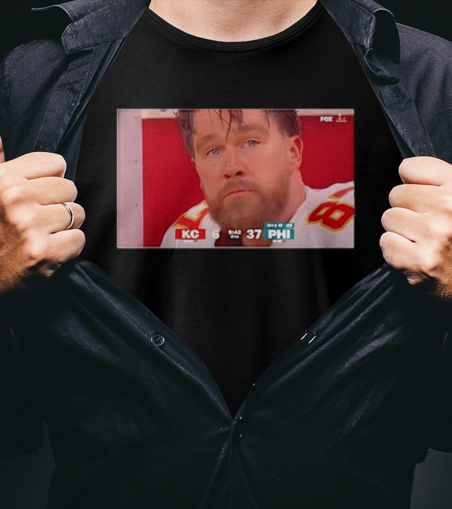 Kelce's Face Disappointment KC 6 PHI 37 NFL Football Game Loss T-Shirt
