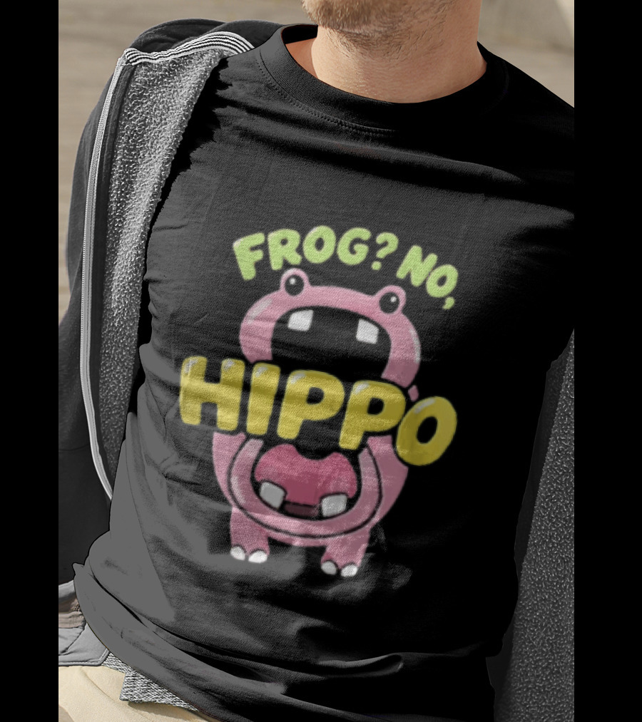 Frog No Hippo Pink Character Cartoon Playful T-Shirt