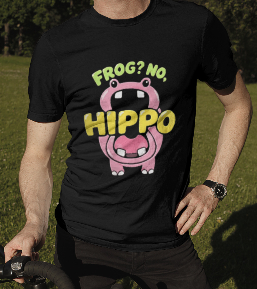 Frog No Hippo Pink Character Cartoon Playful T-Shirt