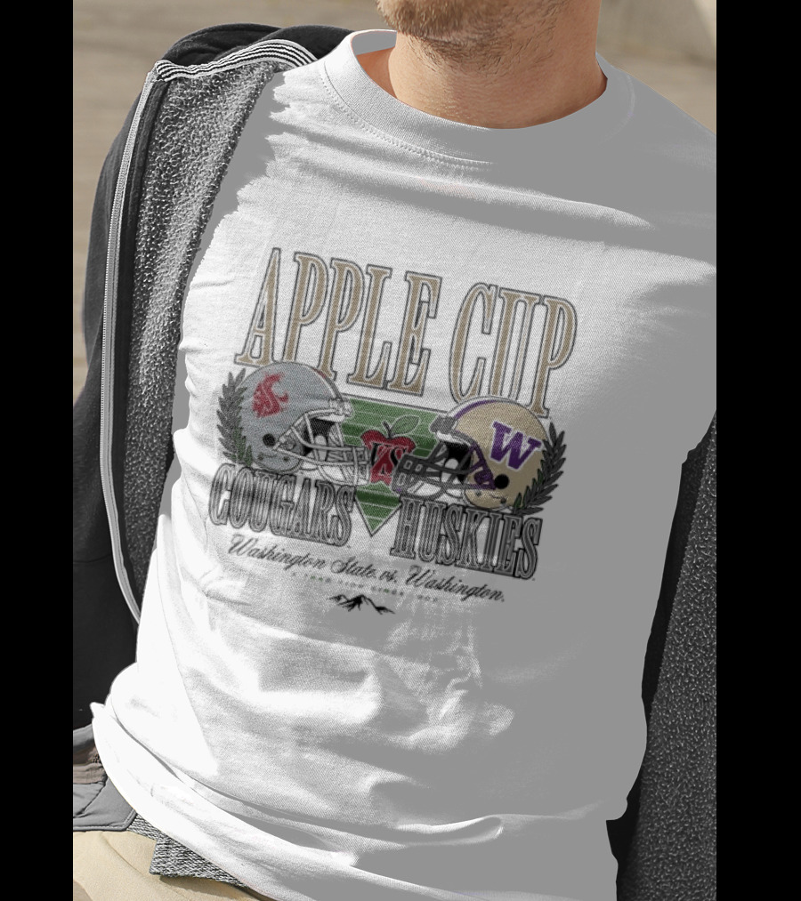 Apple Cup Cougars Vs. Huskies Washington State Rivalry Helmets T-Shirt