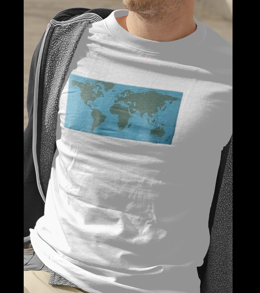 World Map Continents Green And Blue Ocean T-Shirt