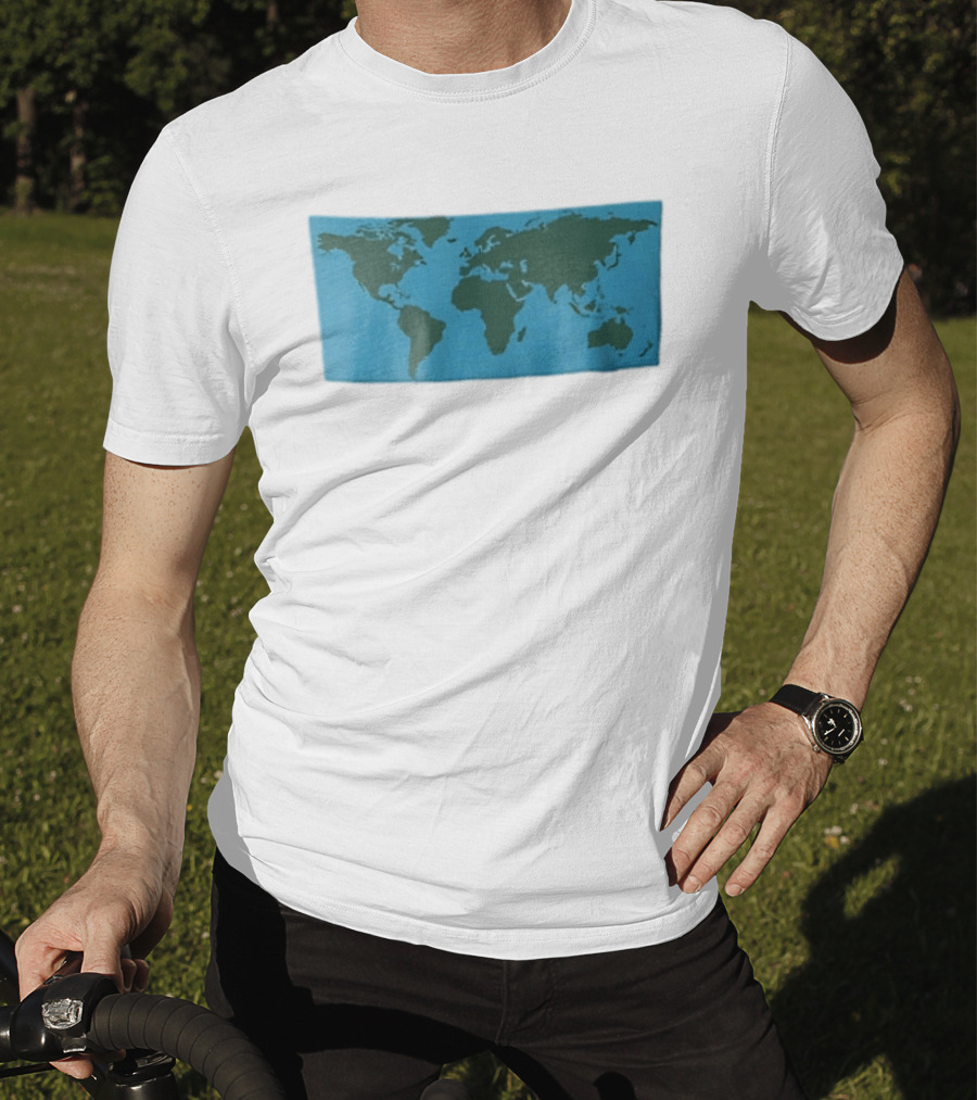 World Map Continents Green And Blue Ocean T-Shirt