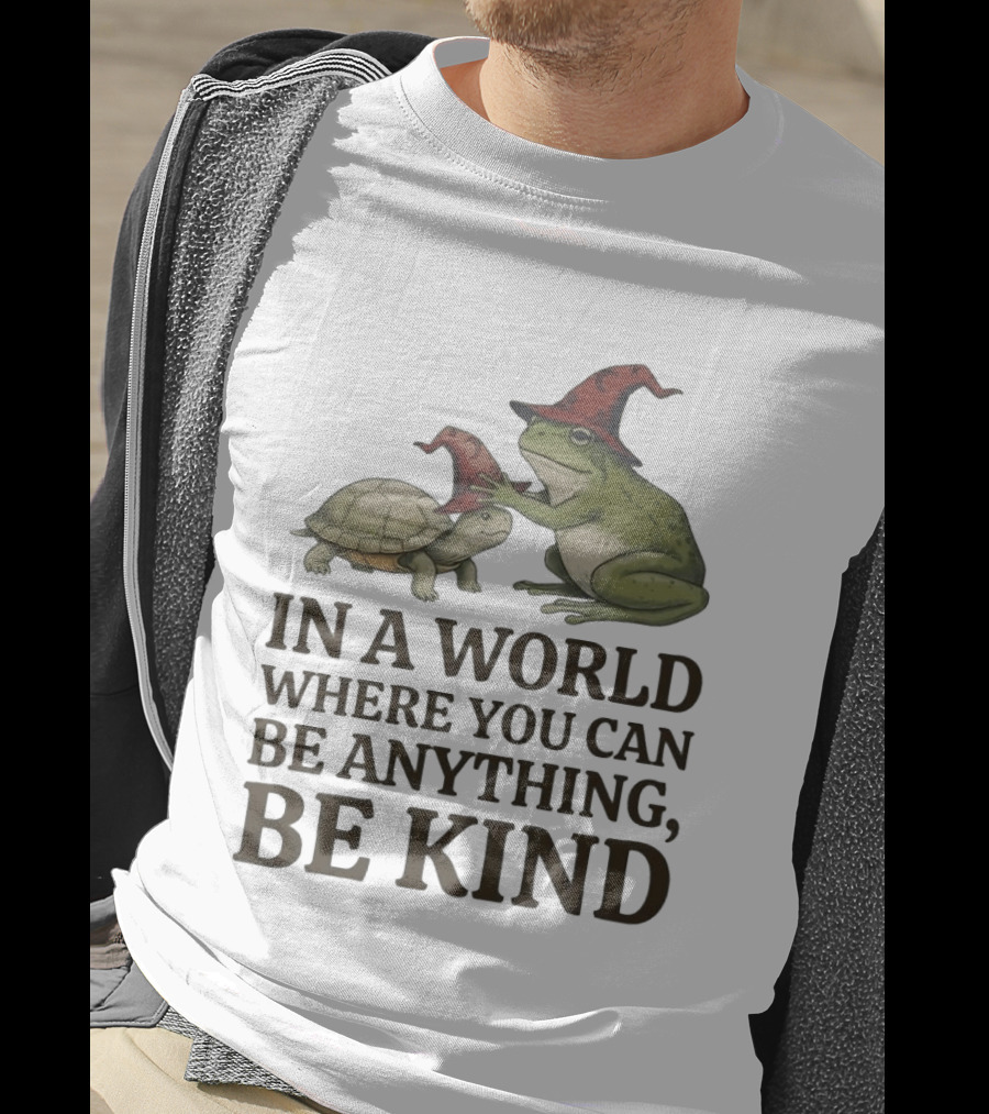 In A World Where You Can Be Anything Be Kind Wizards Frog And Turtle T-Shirt