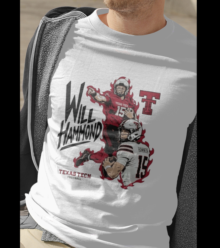 Texas Tech Red Raiders No 15 Will Hammond Football Player Collage T-Shirt