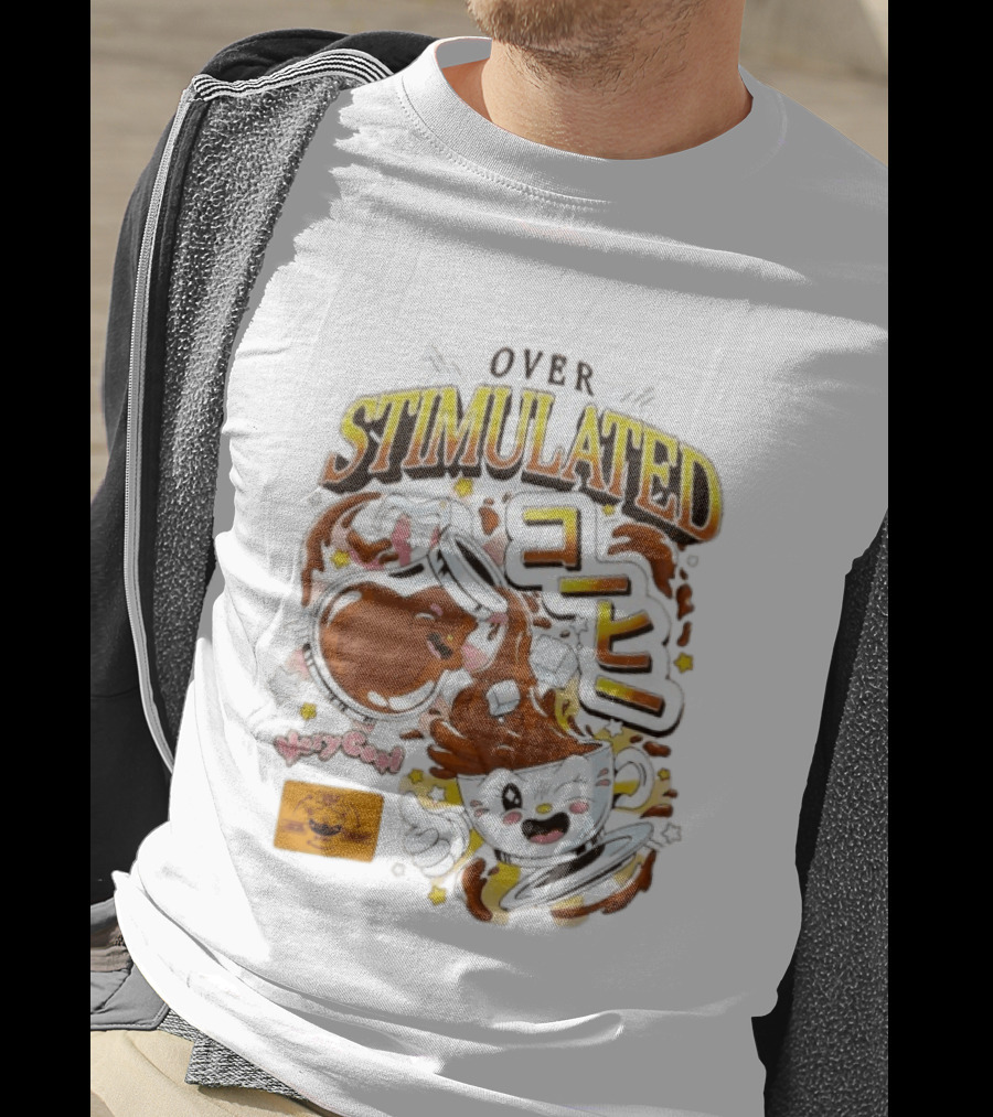 OVERSTIMULATED VeryCool Coffee Chaos Cappuccino Cartoon Fun T-Shirt