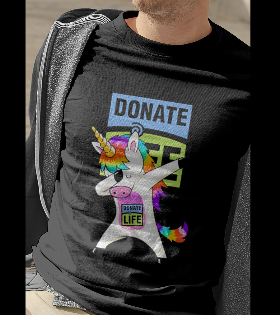 Donate Life Unicorn Rainbow Dabbing T-Shirt