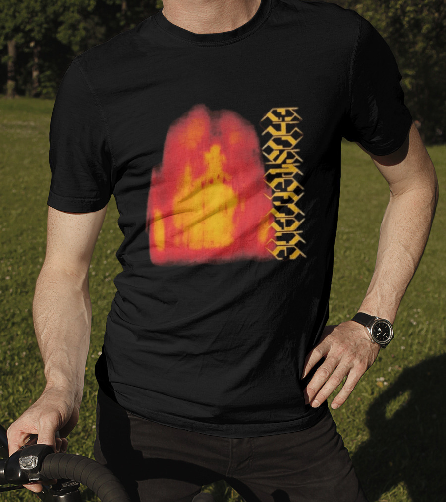 Ghostemane Face Hexagon Symbols And Red Yellow Abstract Blaze T-Shirt
