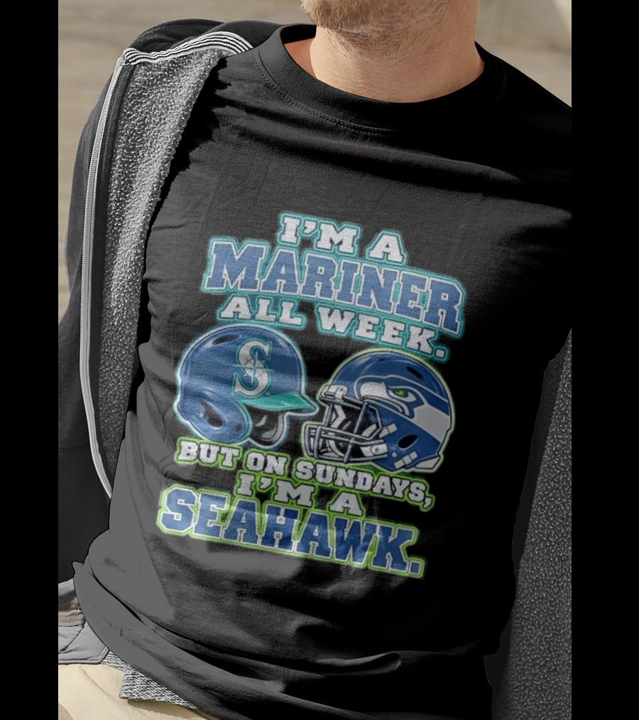 I'm A Mariner All Week But On Sundays I'm A Seahawk Football Helmet T-Shirt
