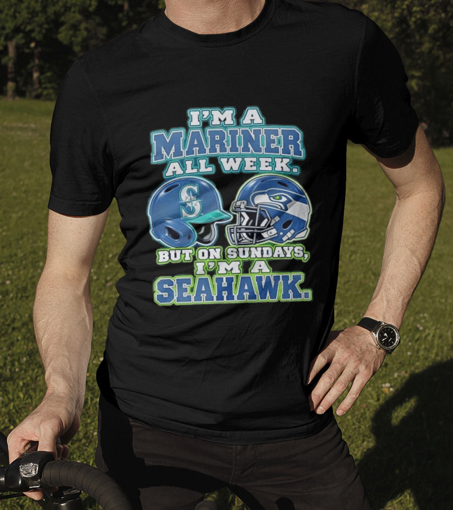 I'm A Mariner All Week But On Sundays I'm A Seahawk Football Helmet T-Shirt