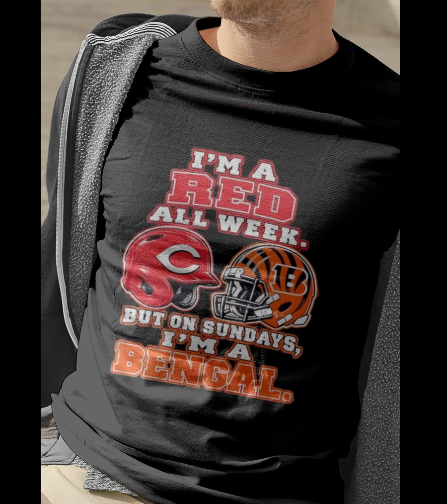 I'm A Red All Week But On Sundays I'm A Bengal Football Helmet And Baseball Helmet T-Shirt