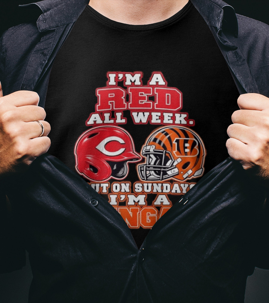 I'm A Red All Week But On Sundays I'm A Bengal Football Helmet And Baseball Helmet T-Shirt