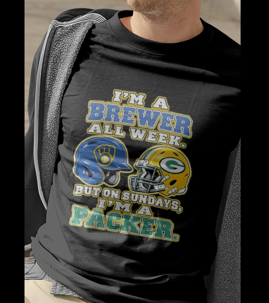 I'm A Brewer All Week But On Sundays I'm A Packer Helmet T-Shirt