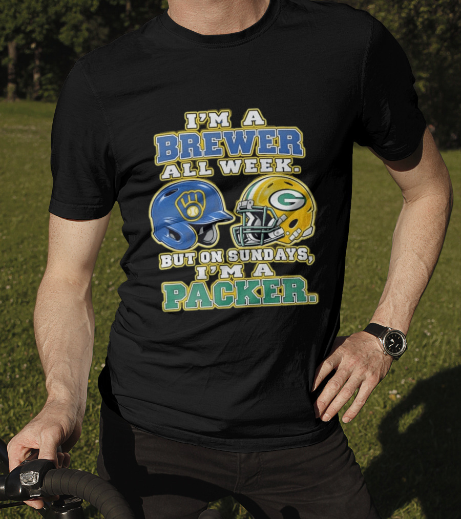 I'm A Brewer All Week But On Sundays I'm A Packer Helmet T-Shirt