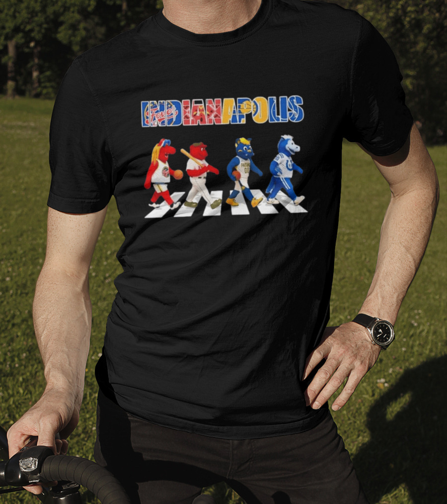 Indianapolis Fever Pacers Colts Mascots Abbey Road Collage T-Shirt