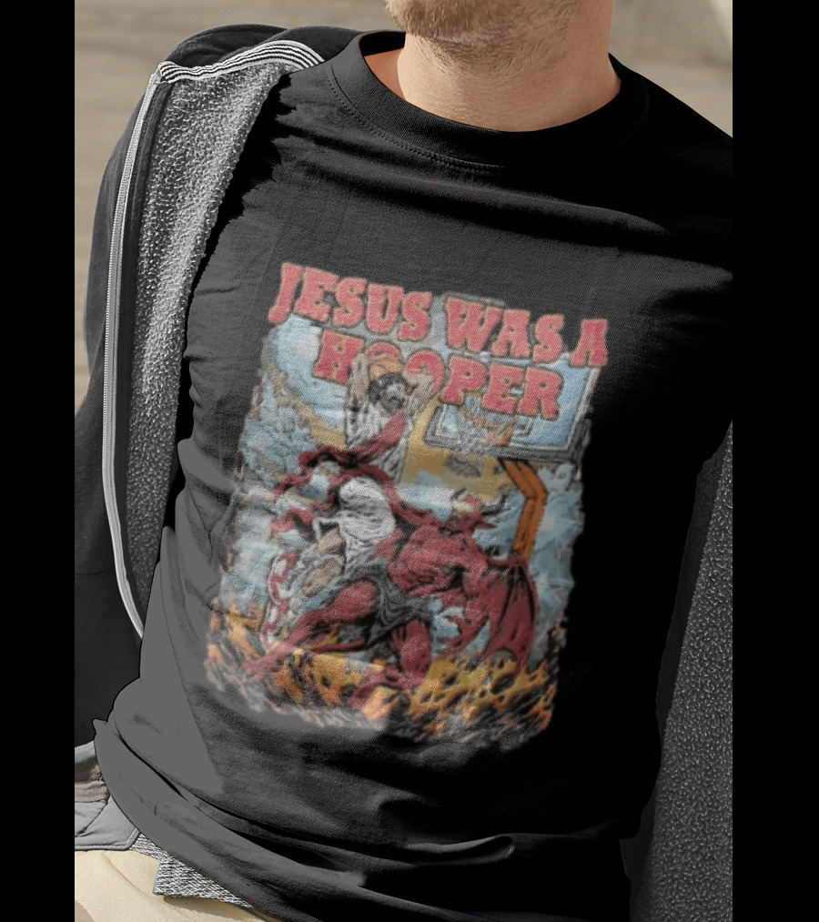 Jesus Was A Hooper Basketball Slam Dunk Over Devil T-Shirt
