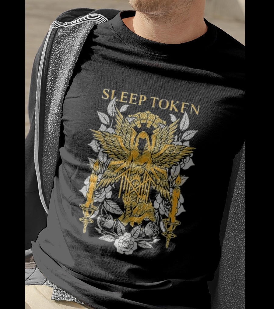 Sleep Token Angelic Golden Ascendant With Candles And Roses T-Shirt