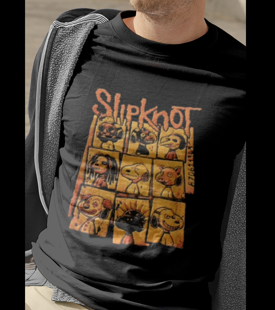 Slipknot Characters In Panels With Numbers And Cartoon Faces T-Shirt