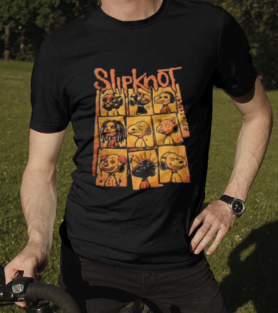 Slipknot Characters In Panels With Numbers And Cartoon Faces T-Shirt