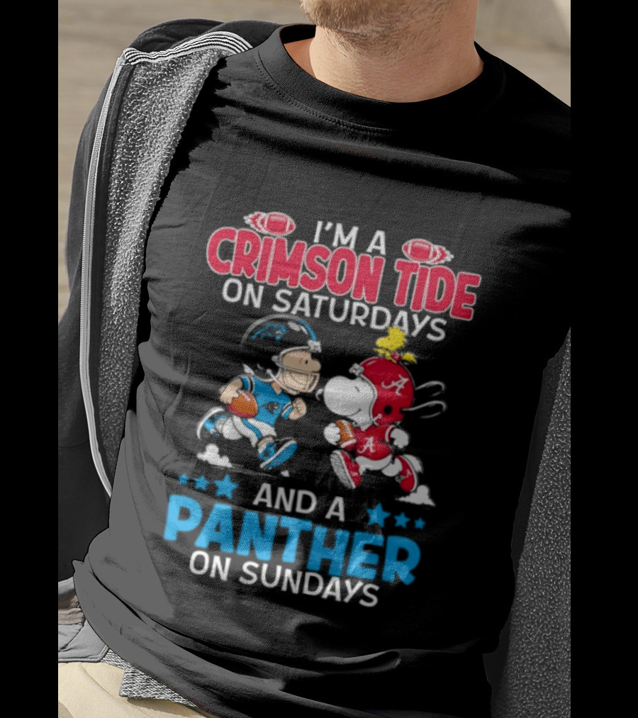 I'm A Crimson Tide On Saturdays And A Panther On Sundays Snoopy And Charlie Brown T-Shirt
