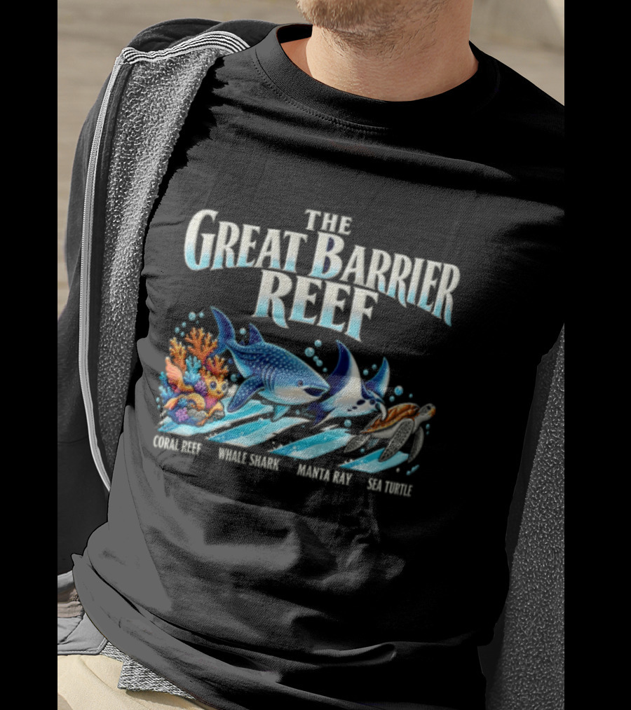 The Great Barrier Reef Coral Reef Whale Shark Manta Ray Sea Turtle Ocean Wildlife T-Shirt