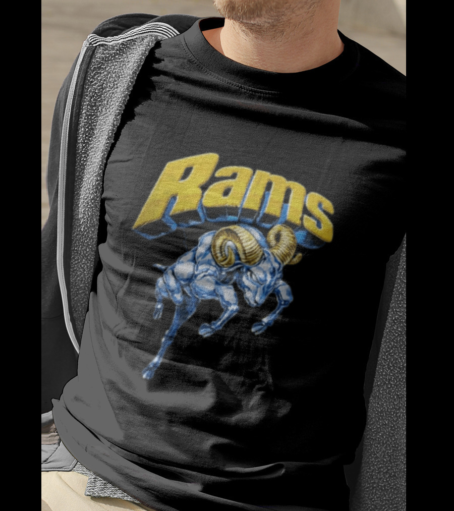 Rams Blue Bull Charging With Golden Horns Majestic Power T-Shirt