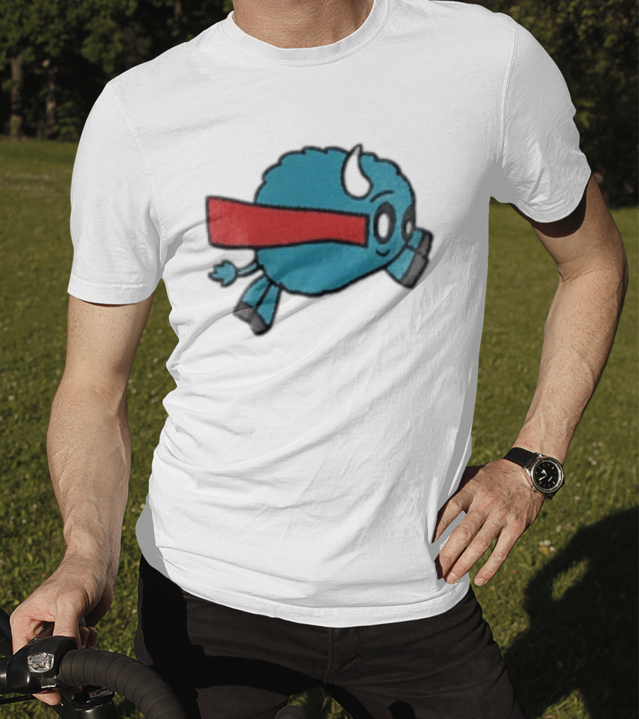 Buffalo Superhero With Red Cape Flying Action T-Shirt