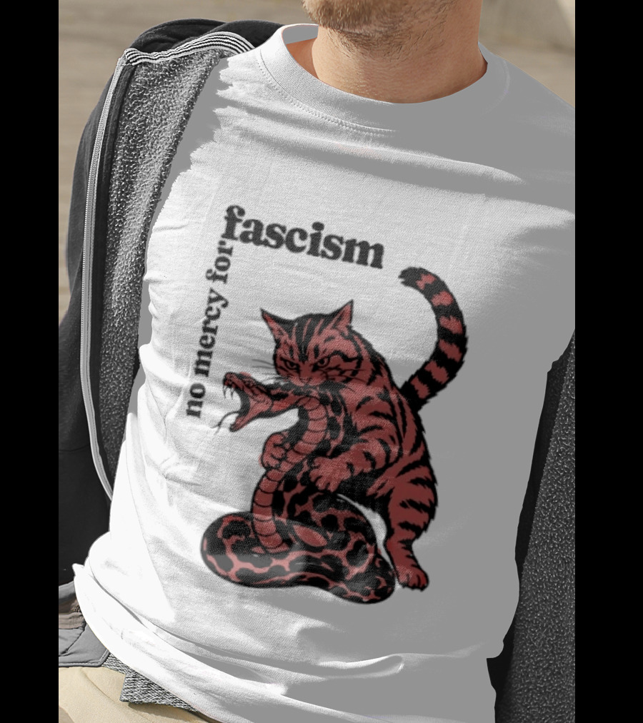 No Mercy For Fascism Cat And Snake T-Shirt