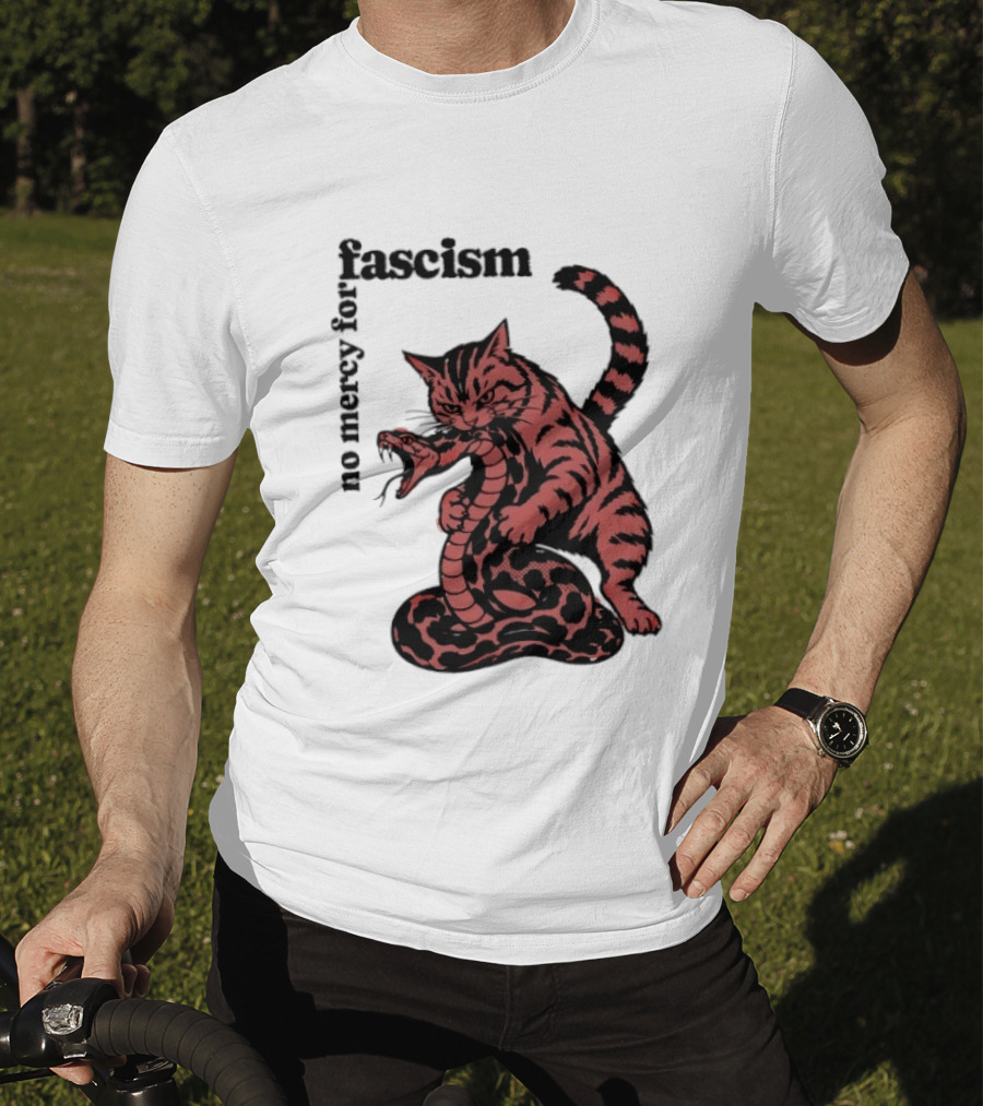 No Mercy For Fascism Cat And Snake T-Shirt