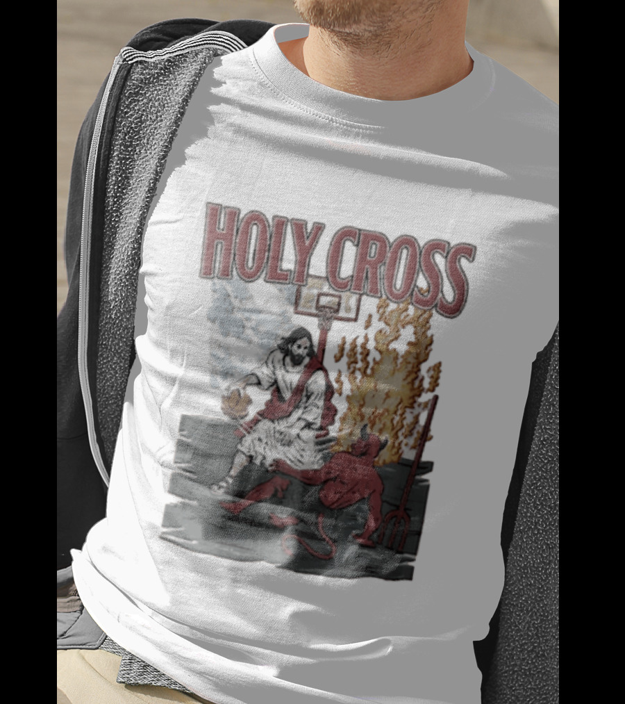 Holy Cross Basketball Player Versus Devil Duel T-Shirt