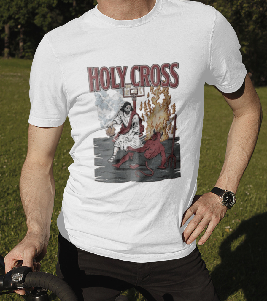 Holy Cross Basketball Player Versus Devil Duel T-Shirt
