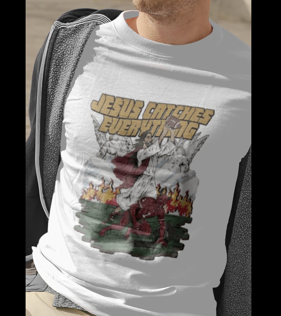 Jesus Catches Everything Angel Vs Devil Football Battle T-Shirt