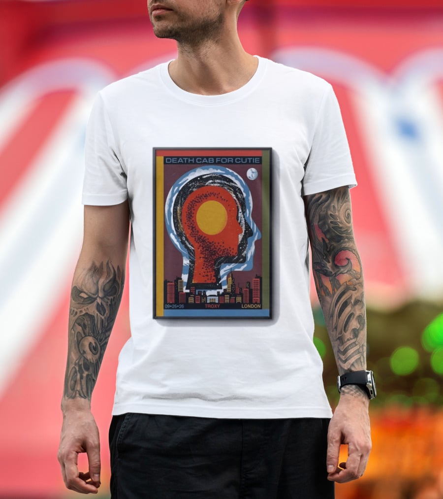 Death Cab For Cutie Troxy London 09.26.26 Concert Urban Skyline And Moon T-Shirt