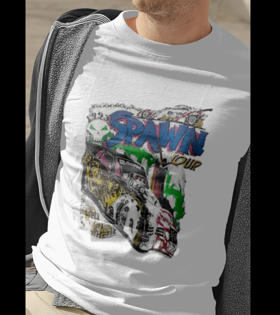 Spawn Tour Hell On Wheels Racing Car Skull Motif T-Shirt