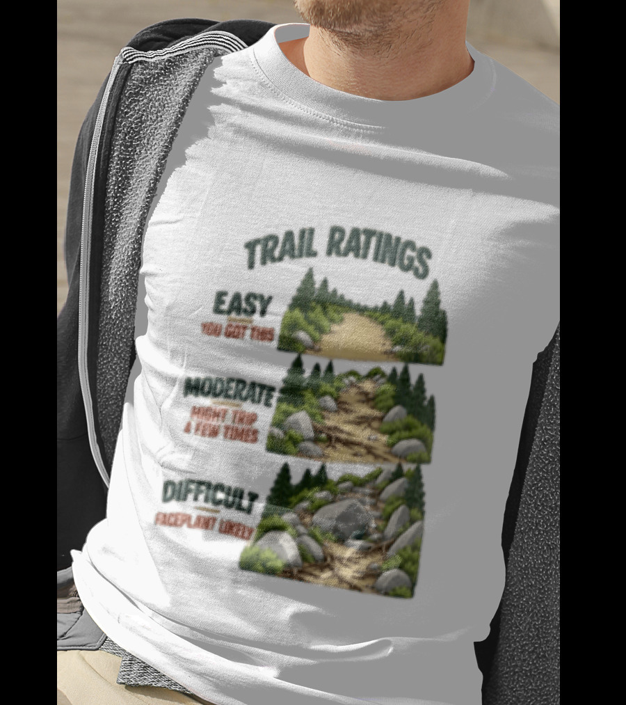 Trail Ratings Easy You Got This Moderate Might Trip A Few Times Difficult Acceptable Injury T-Shirt