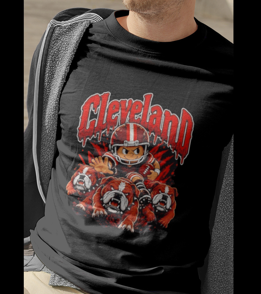 Cleveland Browns Bulldog Football Cartoon Vintage Style 2026 T-Shirt