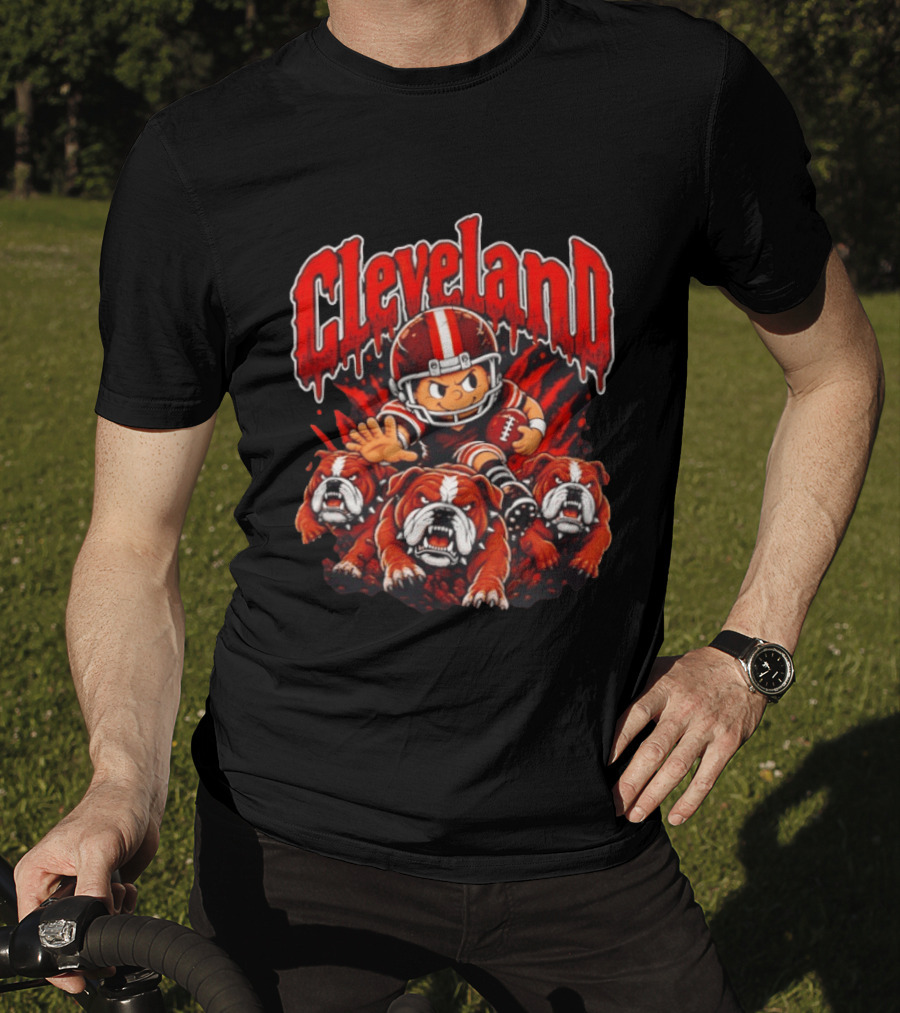 Cleveland Browns Bulldog Football Cartoon Vintage Style 2026 T-Shirt