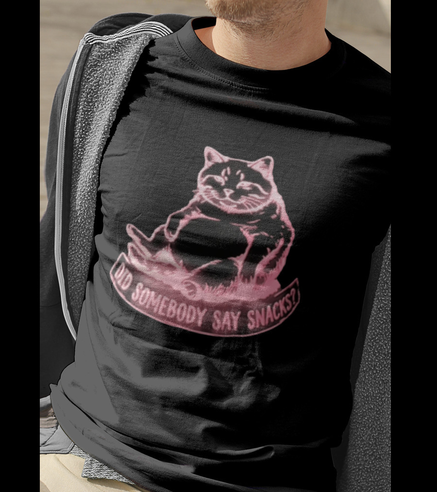 Did Somebody Say Snacks Fat Cat Neon Sitting T-Shirt