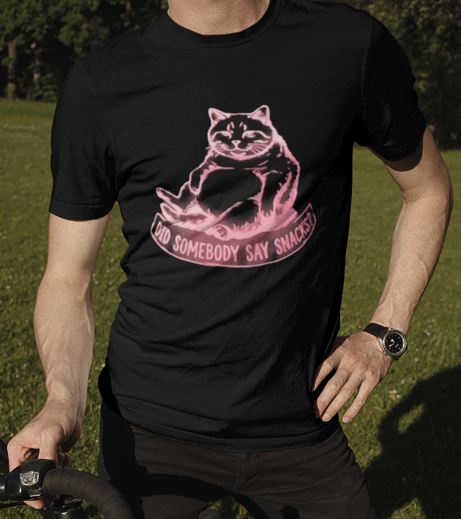 Did Somebody Say Snacks Fat Cat Neon Sitting T-Shirt
