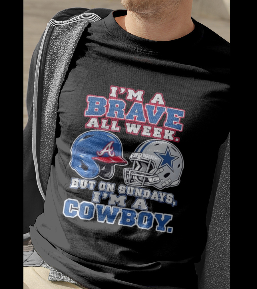 I'm A Brave All Week But On Sundays I'm A Cowboy Helmet Combination T-Shirt