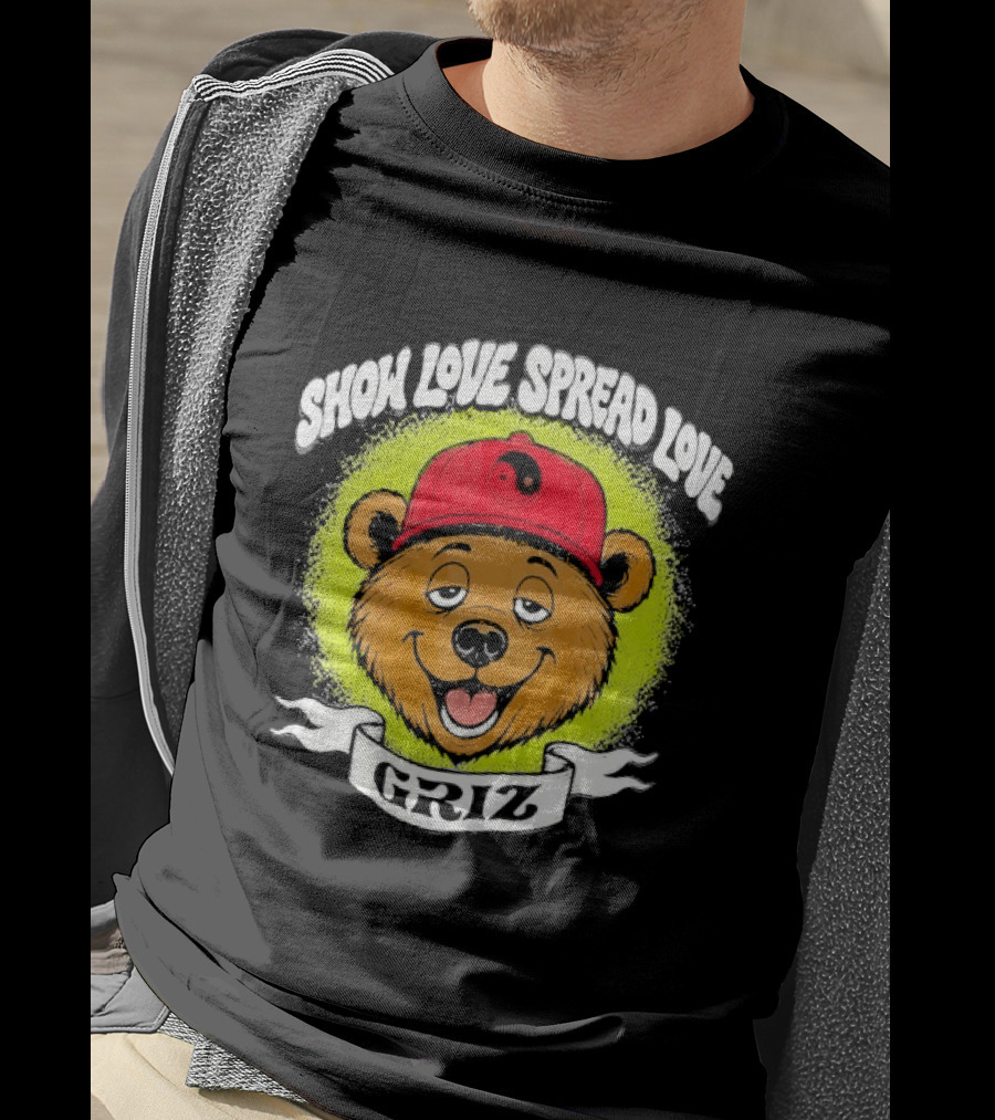 Griz Show Love Spread Love 1990's Bear Hat T-Shirt