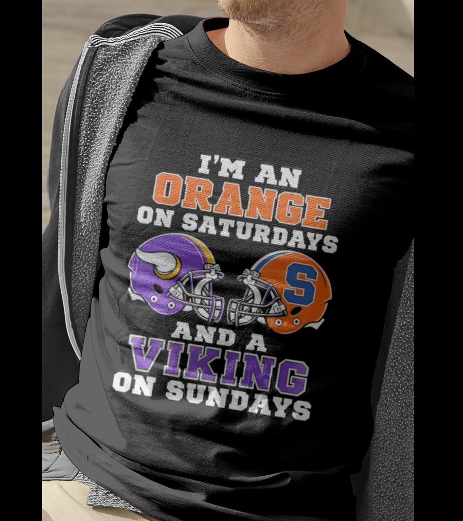 I'm An Orange On Saturdays And A Viking On Sundays Football Helmets T-Shirt