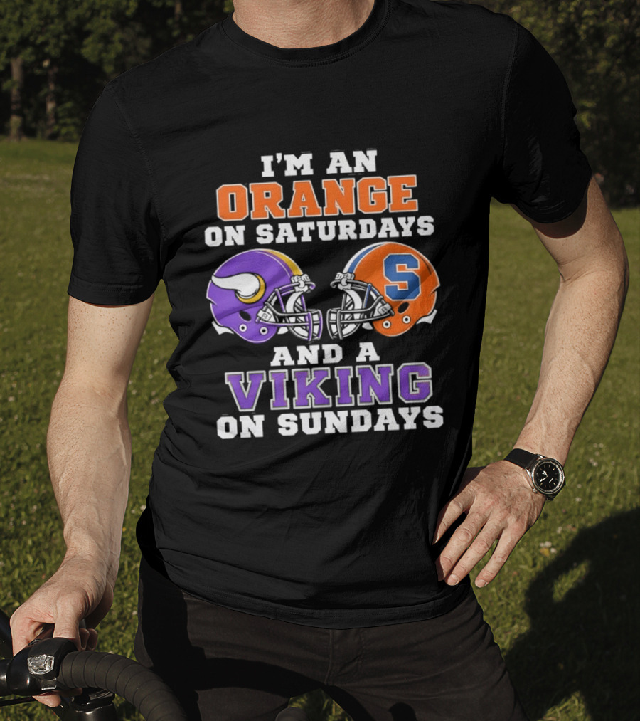 I'm An Orange On Saturdays And A Viking On Sundays Football Helmets T-Shirt