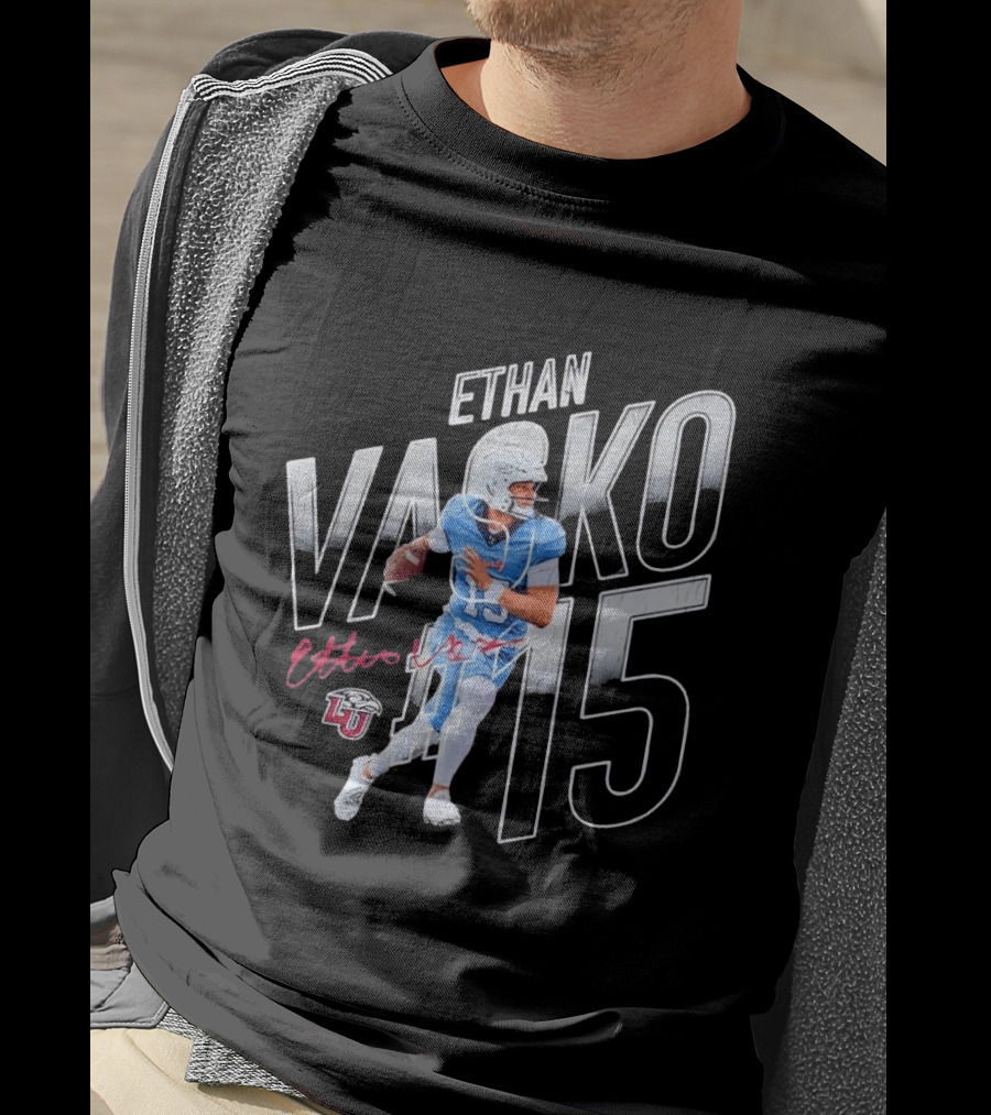 NCAA Football Liberty Flames Ethan Vasko No 15 LU Flames T-Shirt